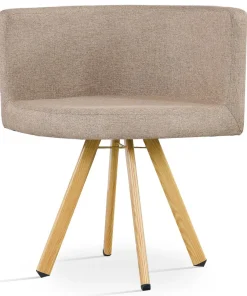 Table carrée 90cm avec 4 chaises gain de place Oslo Blanc et Tissu Taupe