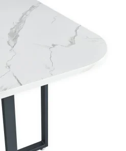 Table carrée 90cm avec 4 chaises gain de place Oslo Effet marbre blanc et Velours Noir