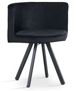 Table carrée 90cm avec 4 chaises gain de place Oslo Effet marbre blanc et Velours Noir