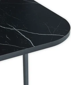 Table carrée 90cm avec 4 chaises gain de place Oslo Effet marbre noir et Velours Noir