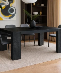 Table console extensible 200cm moulures orientales Nassau Morocco Noir mat