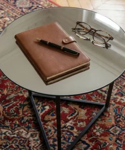 Table d'appoint Oliana Miroir et Métal Noir
