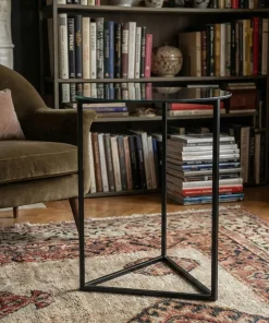Table d'appoint Oliana Miroir et Métal Noir