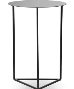 Table d'appoint Oliana Miroir et Métal Noir