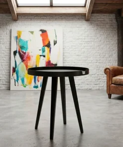 Table d'appoint ronde à rebord 45cm Bipolart Métal Noir