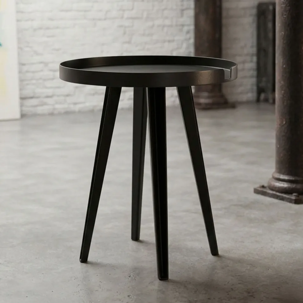 Table d'appoint ronde à rebord 45cm Bipolart Métal Noir