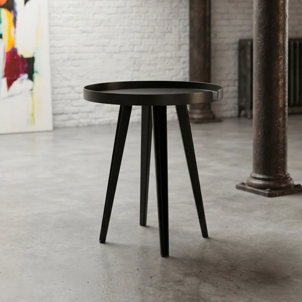 Table d'appoint ronde à rebord 45cm Bipolart Métal Noir