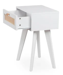 Table de chevet 1 tiroir avec cannage Dalgora L40cm Blanc