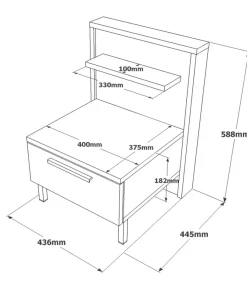 Table de chevet 1 tiroir Ralta style moderne bois foncé et gris