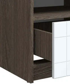 Table de chevet 1 tiroir Tenessil Chêne foncé et Blanc