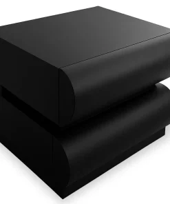 Table de chevet avec 2 tiroirs arrondis L45cm Mezade Noir