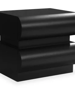 Table de chevet avec 2 tiroirs arrondis L45cm Mezade Noir