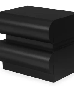 Table de chevet avec 2 tiroirs arrondis L45cm Mezade Noir