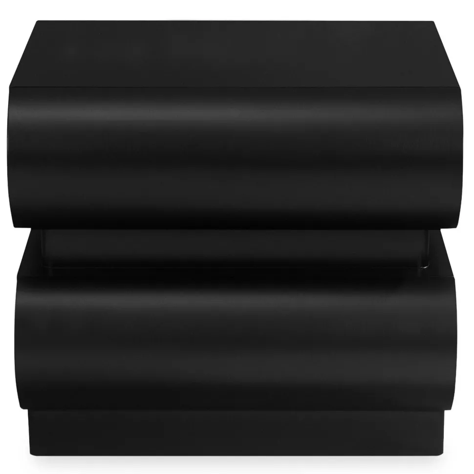 Table de chevet avec 2 tiroirs arrondis L45cm Mezade Noir