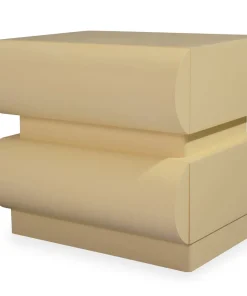 Table de chevet avec 2 tiroirs arrondis L45cm Mezade Beige