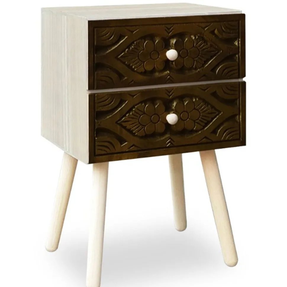 Table de chevet Catana 2 tiroirs Marron
