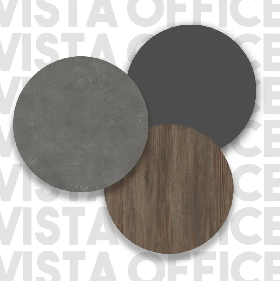 Table de chevet moderne 3 tiroirs Biallo Bois foncé, Gris béton et Anthracite