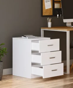 Table de chevet Moderne 3 Tiroirs Sylar Blanc