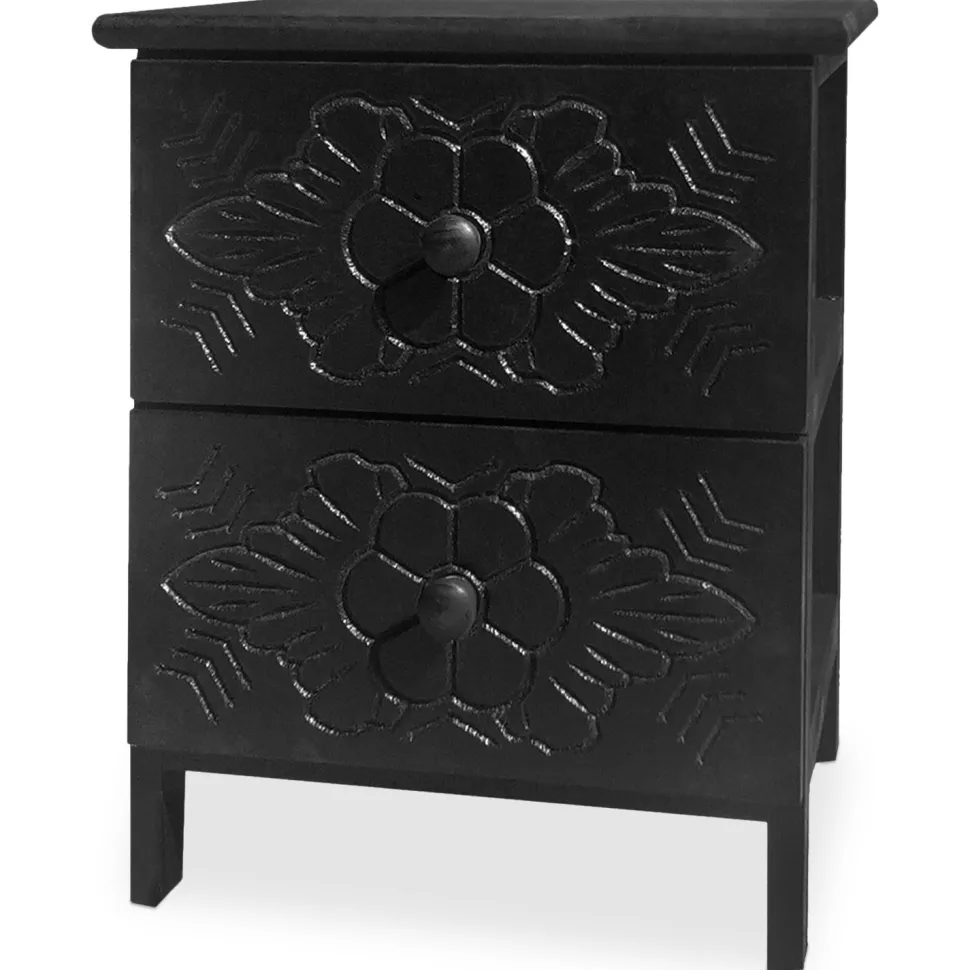 Table de chevet sculptée style marocain Chevignon L36cm Bois Noir