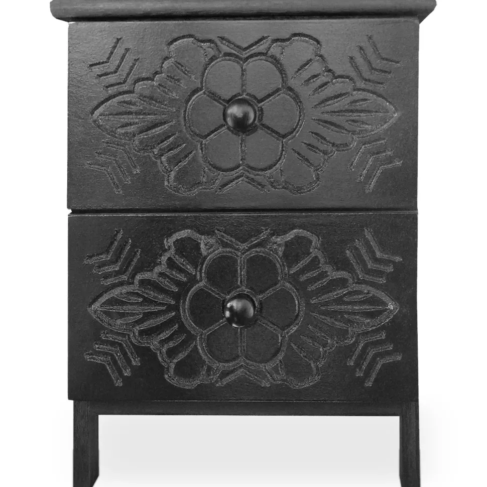 Table de chevet sculptée style marocain Chevignon L36cm Bois Noir