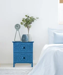 Table de chevet sculptée style marocain Chevignon L36cm Bois Bleu