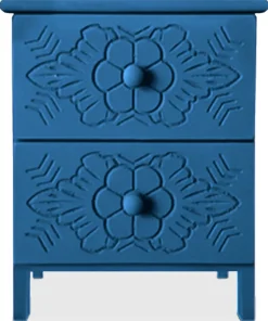 Table de chevet sculptée style marocain Chevignon L36cm Bois Bleu