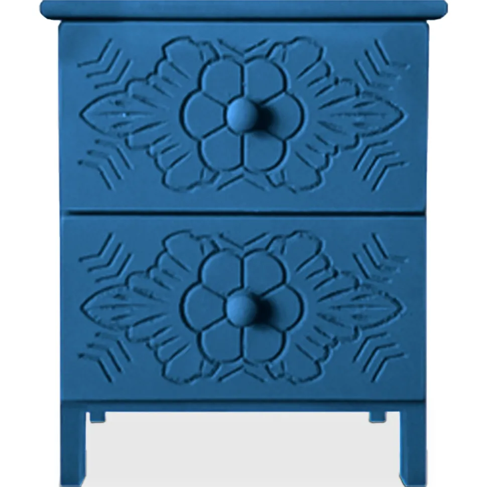 Table de chevet sculptée style marocain Chevignon L36cm Bois Bleu