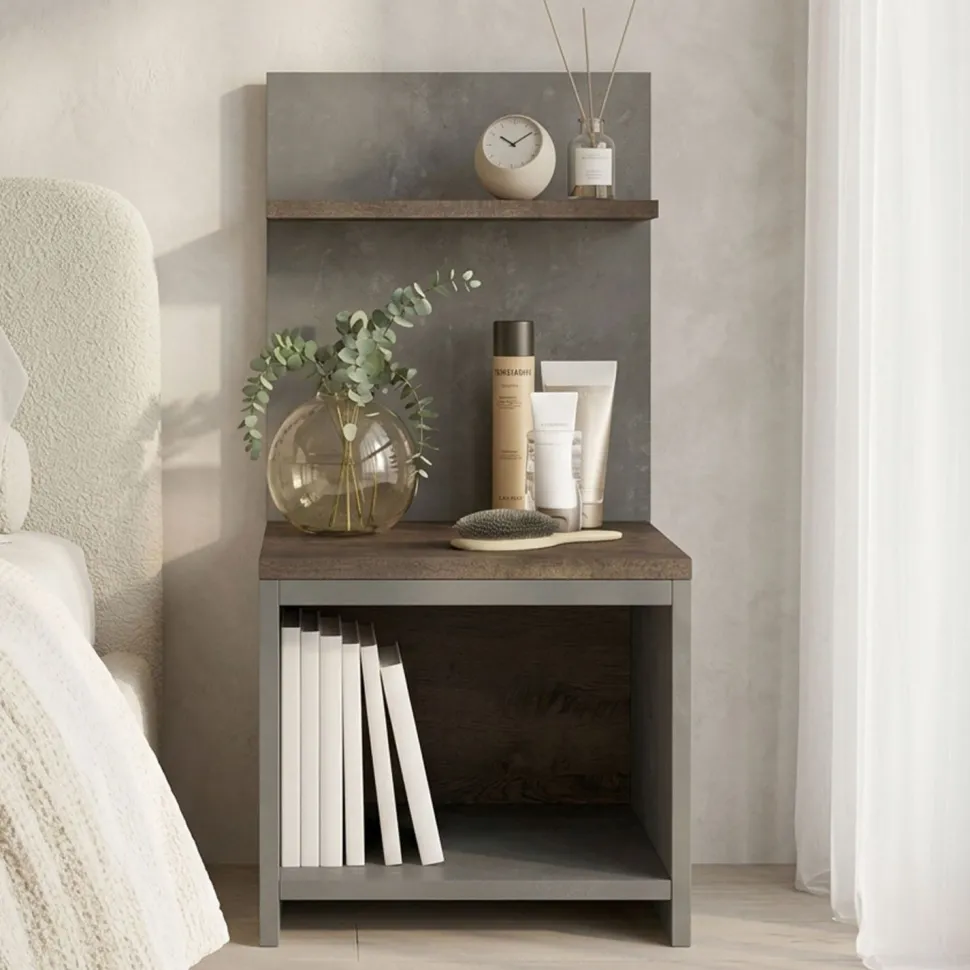 Table de chevet Wasat L44,5xH90cm Bronze et Anthracite