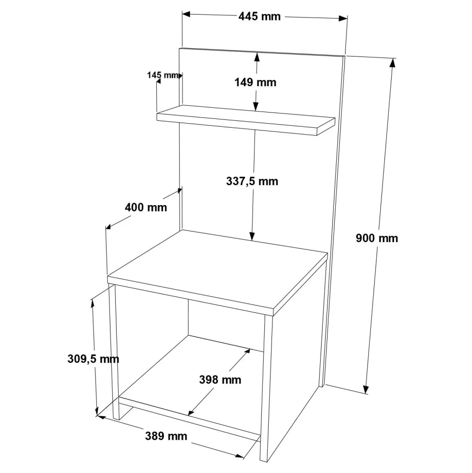 Table de chevet Wasat L44,5xH90cm Blanc