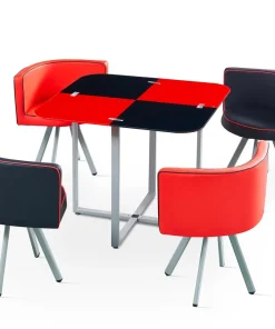 Table et chaises Mosaic 90 Rouge et Noir