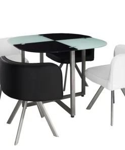 Table et chaises Mosaic 90 Blanc et Noir