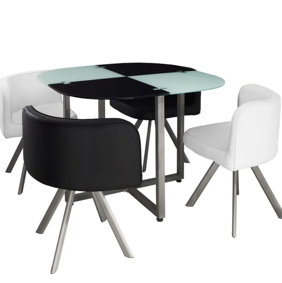 Table et chaises Mosaic 90 Blanc et Noir