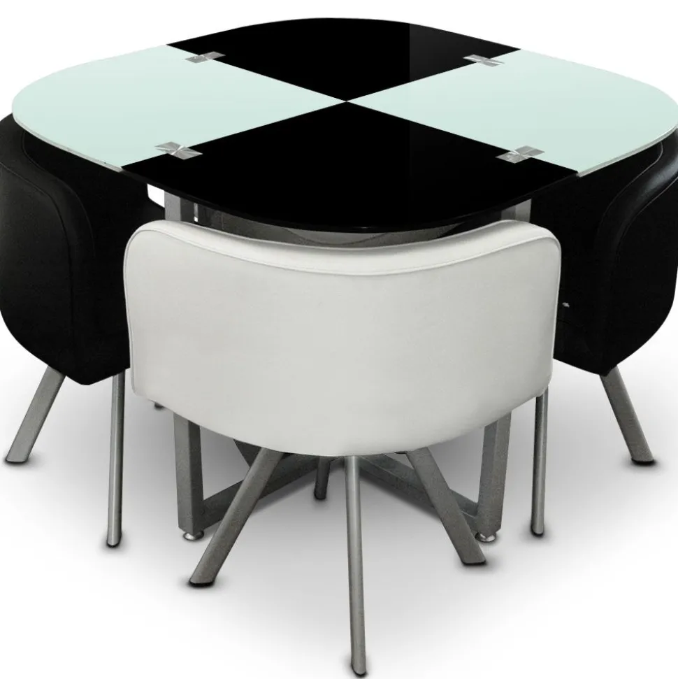 Table et chaises Mosaic 90 Blanc et Noir
