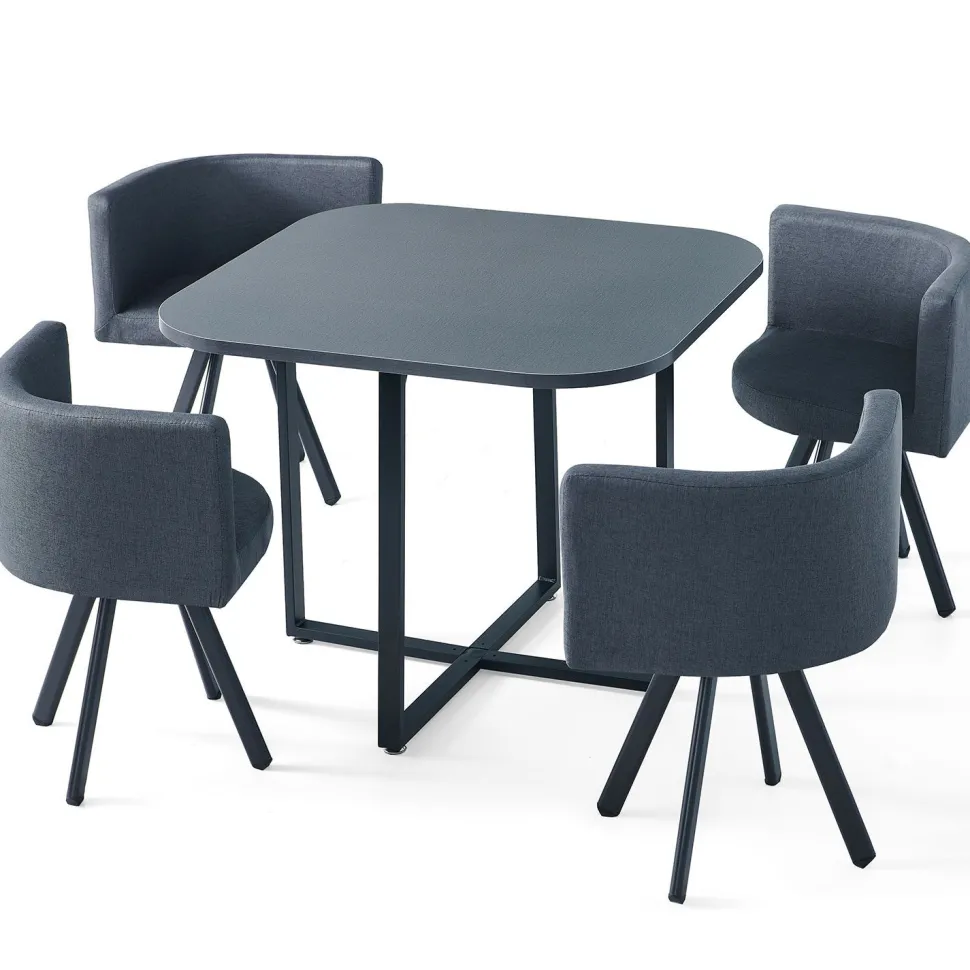 Table et chaises Oslo Gris et Tissu Gris
