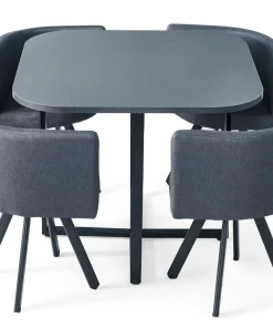 Table et chaises Oslo Gris et Tissu Gris