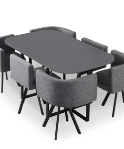 Table et chaises Oslo XL Gris et Tissu Gris
