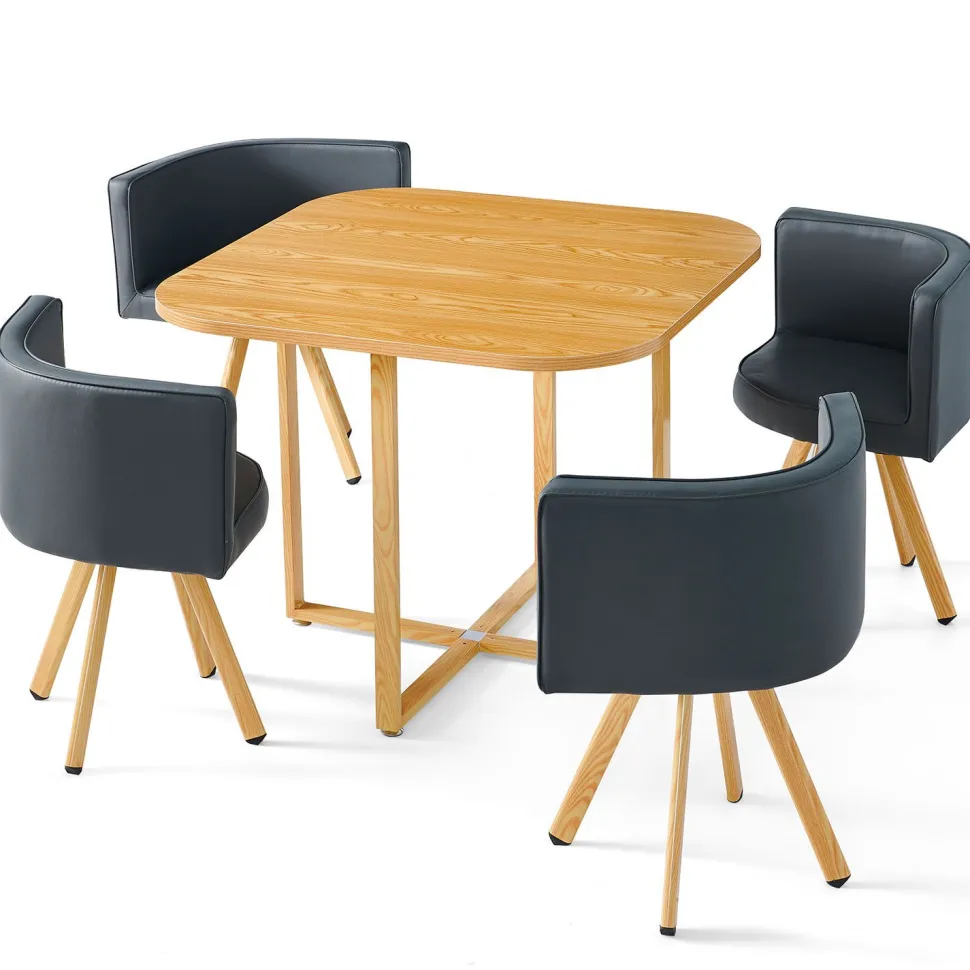 Table et chaises scandinaves Oslo Gris et Chêne