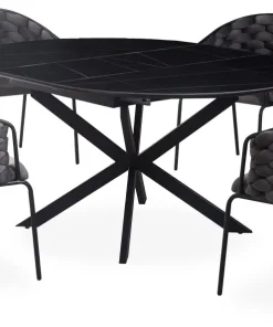 Table extensible Tyrese 160cm pieds en étoile et plateau Céramique Noir