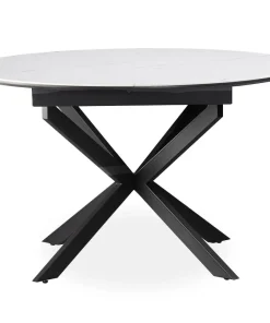 Table extensible Tyrese 160cm pieds en étoile et plateau effet marbre Blanc