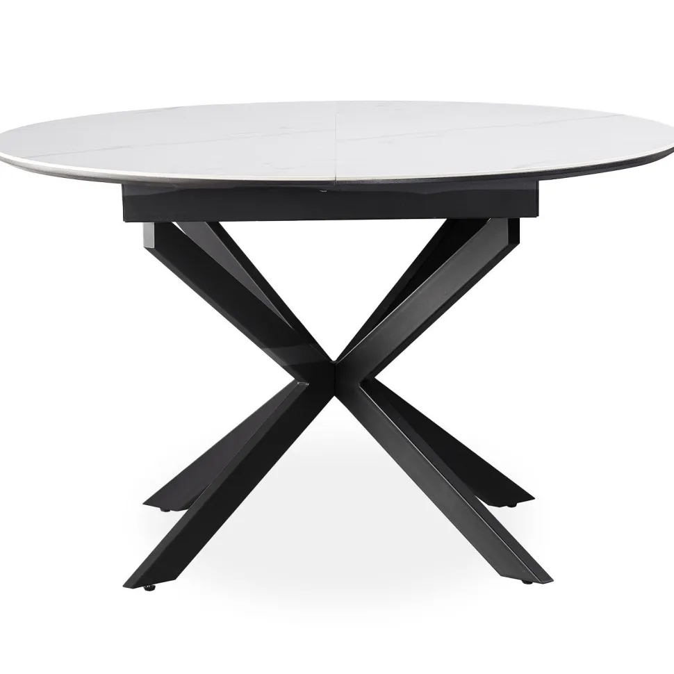 Table extensible Tyrese 160cm pieds en étoile et plateau effet marbre Blanc