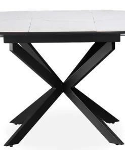 Table extensible Tyrese 160cm pieds en étoile et plateau effet marbre Blanc
