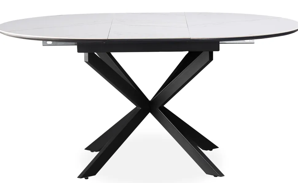 Table extensible Tyrese 160cm pieds en étoile et plateau effet marbre Blanc