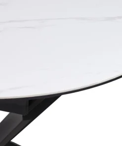 Table extensible Tyrese 160cm pieds en étoile et plateau effet marbre Blanc