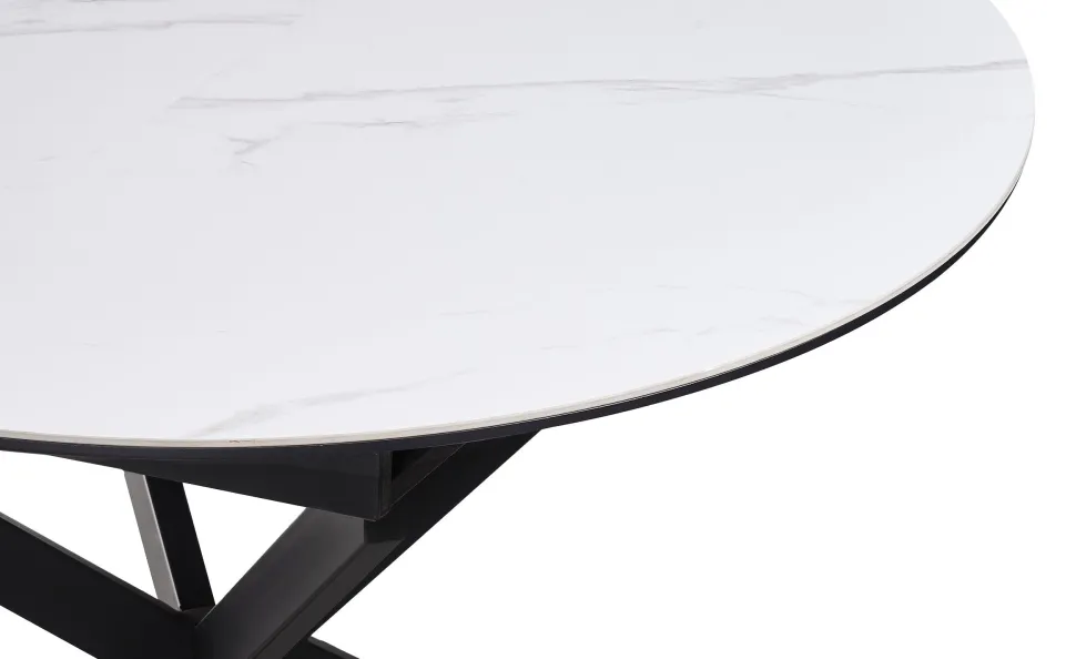 Table extensible Tyrese 160cm pieds en étoile et plateau effet marbre Blanc
