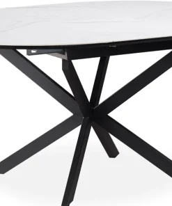 Table extensible Tyrese 160cm pieds en étoile et plateau effet marbre Blanc