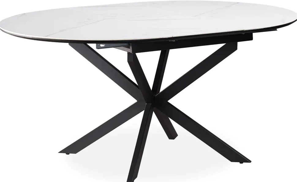 Table extensible Tyrese 160cm pieds en étoile et plateau effet marbre Blanc