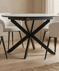 Table extensible Tyrese 160cm pieds en étoile et plateau effet marbre Blanc
