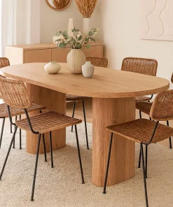 Table ovale Burundi avec pieds design style colonnes Bois Sonoma