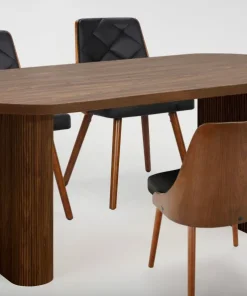 Table ovale Burundi avec pieds design style colonnes Bois Noyer