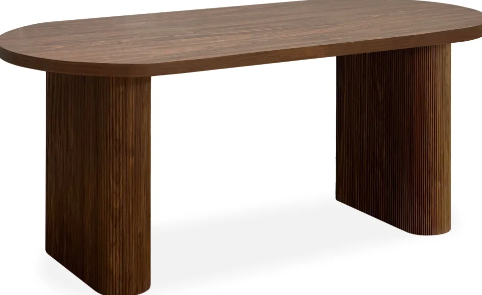Table ovale Burundi avec pieds design style colonnes Bois Noyer